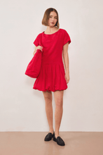 Load image into Gallery viewer, COMMONPLACE  ESME JACQUARD PUFF DRESS RED
