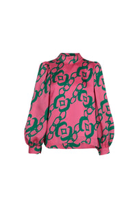 COOP BY TRELISE COOPER CALLING YOUR PUFF BLOUSE PINK & GREEN