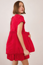 Load image into Gallery viewer, COMMONPLACE  ESME JACQUARD PUFF DRESS RED
