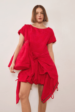 Load image into Gallery viewer, COMMONPLACE  ESME JACQUARD PUFF DRESS RED
