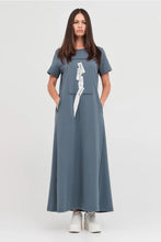 Load image into Gallery viewer, TAYLOR SECTOR DRESS INDIGO/IVORY
