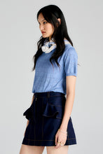 Load image into Gallery viewer, KAREN WALKER MONOGRAM POINTELLE KNIT TEE LIGHT BLUE
