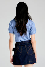 Load image into Gallery viewer, KAREN WALKER MONOGRAM POINTELLE KNIT TEE LIGHT BLUE

