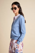Load image into Gallery viewer, KAREN WALKER MONOGRAM POINTELLE KNIT CARDIGAN LIGHT BLUE
