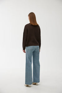 KINNEY WILLA CABLE KNIT CHOCOLATE