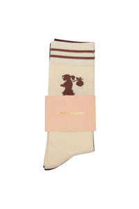 KAREN WALKER RUNAWAY GIRL SOCK 2 PACK CREAM MAHOGANY