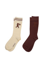 Load image into Gallery viewer, KAREN WALKER RUNAWAY GIRL SOCK 2 PACK CREAM MAHOGANY
