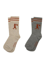 Load image into Gallery viewer, KAREN WALKER RUNAWAY GIRL SOCKS 2 PACK NATURAL/GREY/CHESTUNUT
