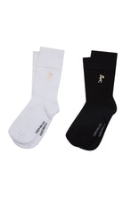 Load image into Gallery viewer, KAREN WALKER RUNAWAY EMBROIDERED SOCKS 2PACK BLACK/WHITE
