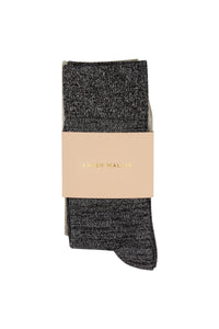 KAREN WALKER GLITTER SOCKS 2 PACK NATURAL SILVER/BLACK SILVER