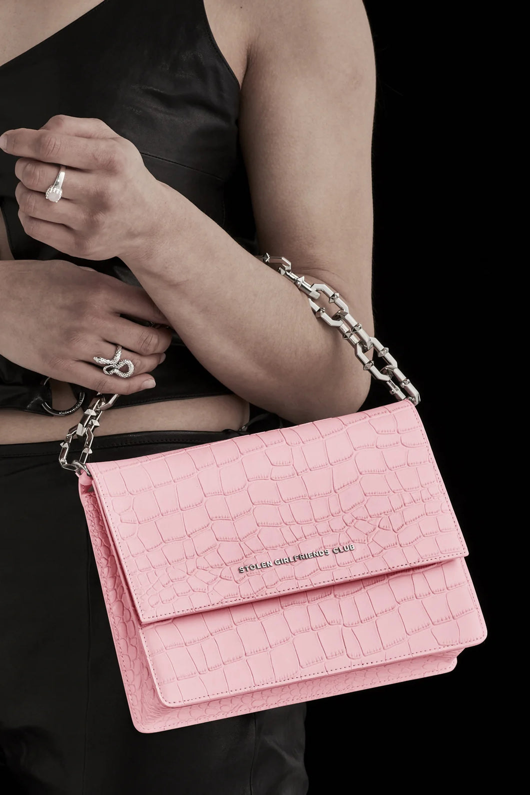 STOLEN GIRLFRIENDS CLUB BIG TROUBLE BAG BUBBLEGUM LEATHER