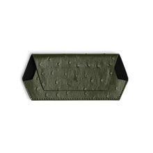 Load image into Gallery viewer, FOX &amp; LEO GLASSES CASE OSTRICH PRINT OLIVE
