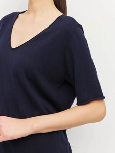 JHL BY JULIETTE HOGAN V NECK CASHMERE TEE NAVY