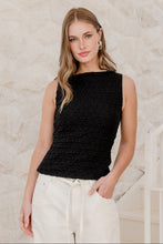Load image into Gallery viewer, AMONG THE BRAVE UNTAMED BLACK LACE SLEEVELESS BOAT NECK TOP
