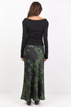 Load image into Gallery viewer, STORIES BE TOLD PRODIGY GREEN SHADOW GARDENSATIN BIAS CUT MAXI SKIRT

