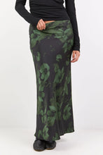 Load image into Gallery viewer, STORIES BE TOLD PRODIGY GREEN SHADOW GARDENSATIN BIAS CUT MAXI SKIRT
