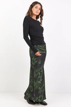 Load image into Gallery viewer, STORIES BE TOLD PRODIGY GREEN SHADOW GARDENSATIN BIAS CUT MAXI SKIRT
