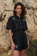 Load image into Gallery viewer, ROWIE ARIES LINEN SHORTS NOIR
