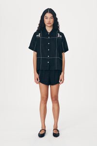 ROWIE ARIES LINEN SHIRT NOIR