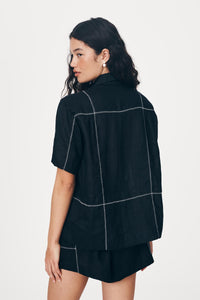 ROWIE ARIES LINEN SHIRT NOIR