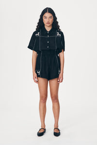 ROWIE ARIES LINEN SHORTS NOIR