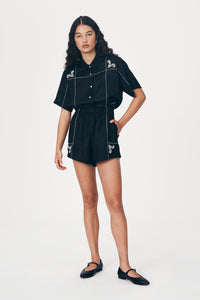 ROWIE ARIES LINEN SHORTS NOIR