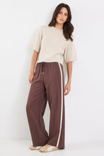 Load image into Gallery viewer, STORIES BE TOLD TOWNIE CHOCOLATE STRIPE SIDE TAPE WIDE LEG PANTS
