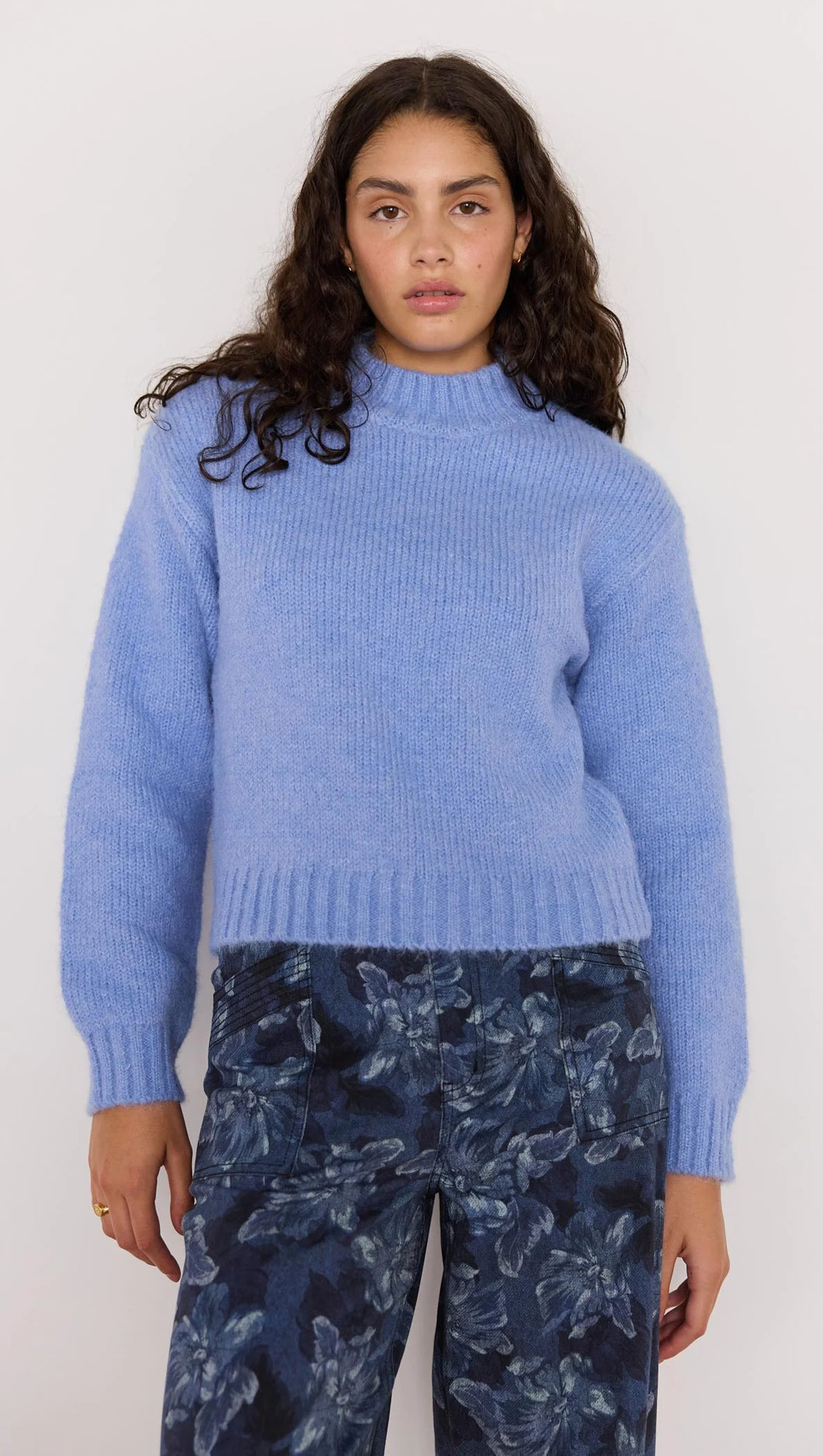 MINK PINK AVERY FLUFFY SWEATER CORN BLUE