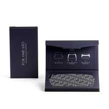Load image into Gallery viewer, FOX &amp; LEO GLASSES CASE VEGAN LEATHER PRINT NAVY
