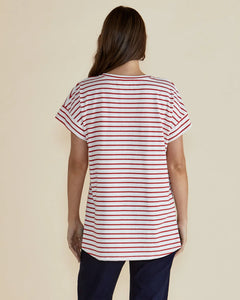 BETTY BASICS WILLA TEE RED STRIPE