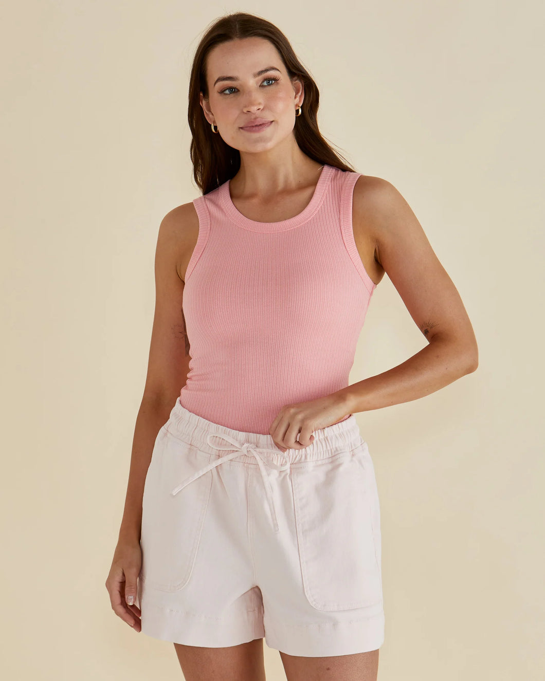 BETTY BASICS FRANCIS RIB TANK PEACH