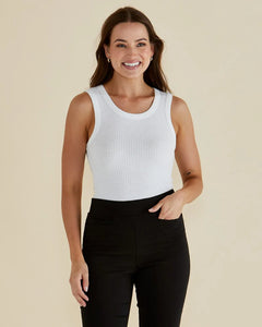 BETTY BASICS FRANCIS RIB TANK WHITE