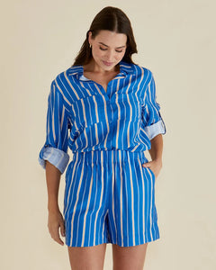 BETTY BASICS MILLS SHIRT BLUE STRIPE