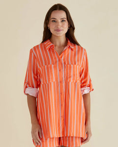 BETTY BASICS MILLS SHIRT PEACH STRIPE