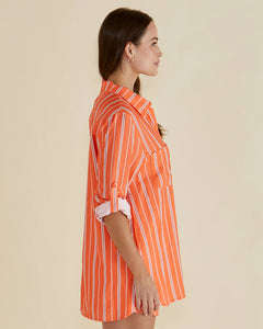BETTY BASICS MILLS SHIRT PEACH STRIPE