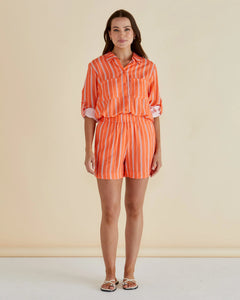 BETTY BASICS MALTA SHORT PEACH STRIPE