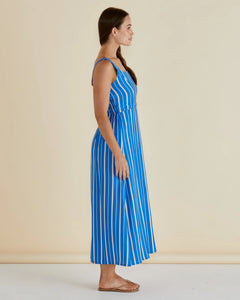 BETTY BASICS TEGAN MIDI DRESS BLUE STRIPE