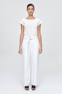 MARLE BELTED WIDE LEG JEAN BLANC