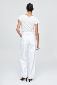MARLE BELTED WIDE LEG JEAN BLANC