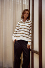 Load image into Gallery viewer, MARLOW COMPASS POLO JERSEY INK/JAVA STRIPE
