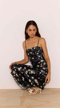 Load image into Gallery viewer, MINK PINK ELINOR BIAS MIDI DRESS BLACK FLORAL
