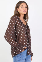 Load image into Gallery viewer, AMONG THE BRAVE BOHEMIAN CHOCOLATE POLKA DOT SHEER FRILL BLOUSE
