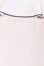 Load image into Gallery viewer, AMONG THE BRAVE BOHEMIAN IVORY BLACK TRIM SHEER FRILL FRONT BLOUSE
