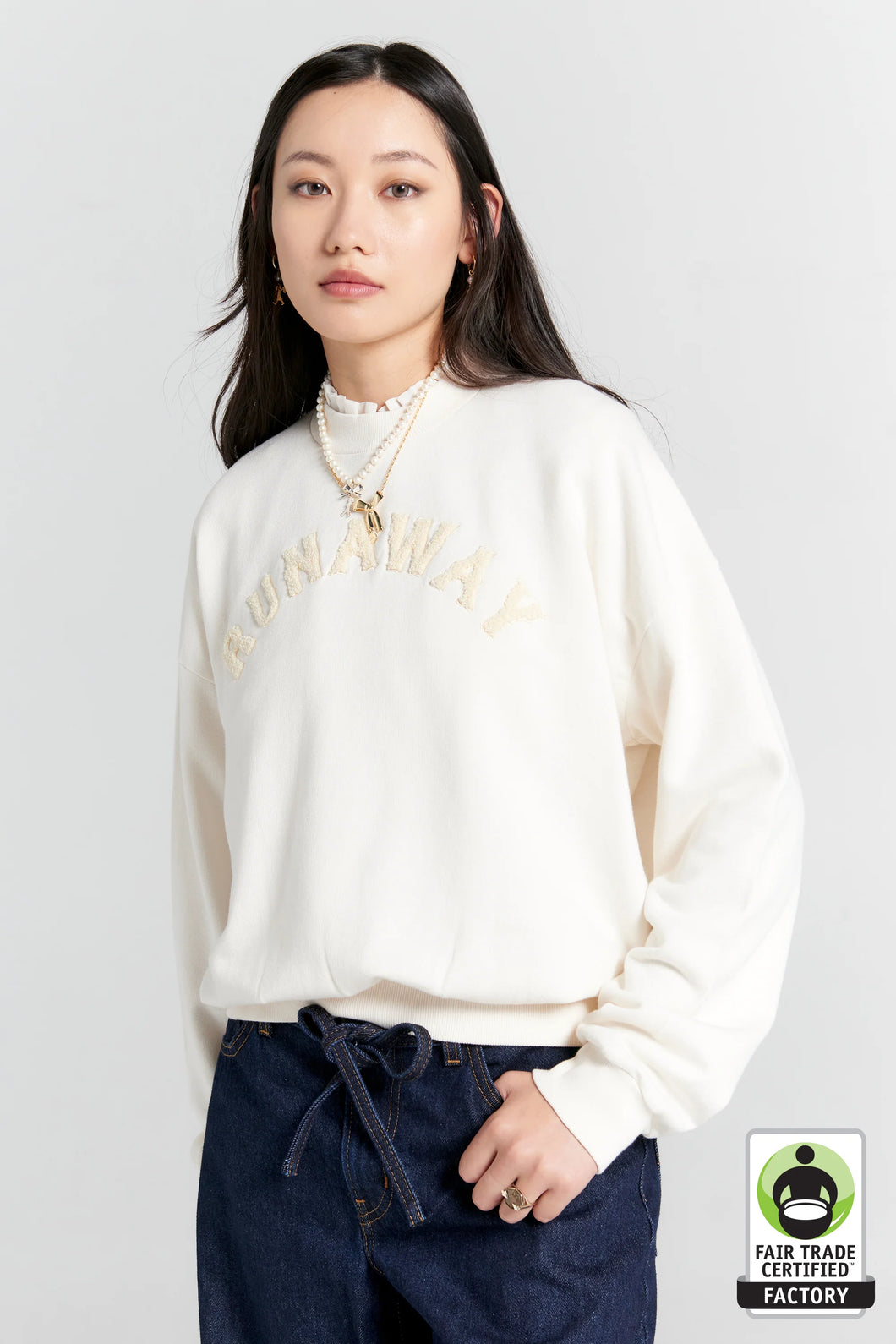 KAREN WALKER RUNAWAY COLLEGE ORGANIC SWEATSHIRT ECRU