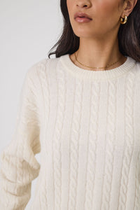 MARLOW COPENHAGEN CABLE KNIT CREW ECRU
