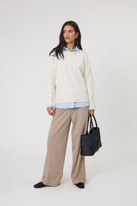 MARLOW COPENHAGEN CABLE KNIT CREW ECRU