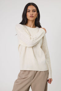 MARLOW COPENHAGEN CABLE KNIT CREW ECRU