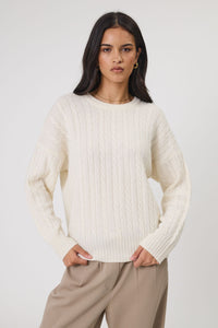 MARLOW COPENHAGEN CABLE KNIT CREW ECRU