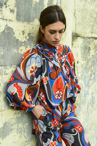 COOP BY TRELISE COOPER GOT TO VEE THERE BLOUSE RED/GREY