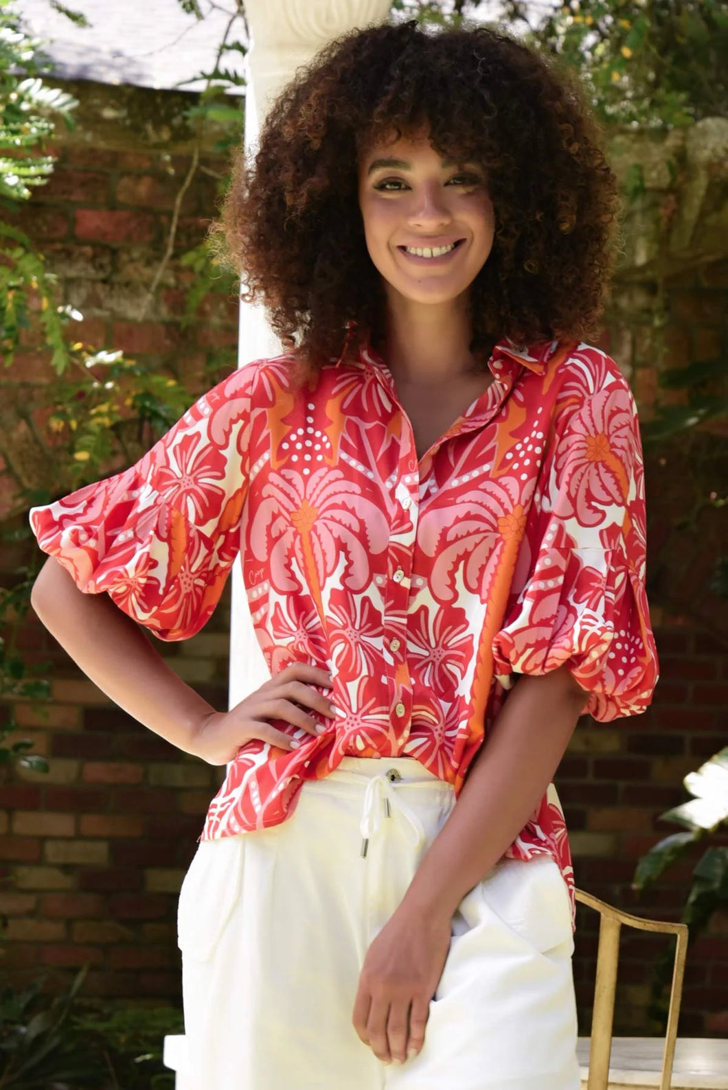 COOP BY TRELISE COOPER PALM BREEZE SHIRT RED & PINK